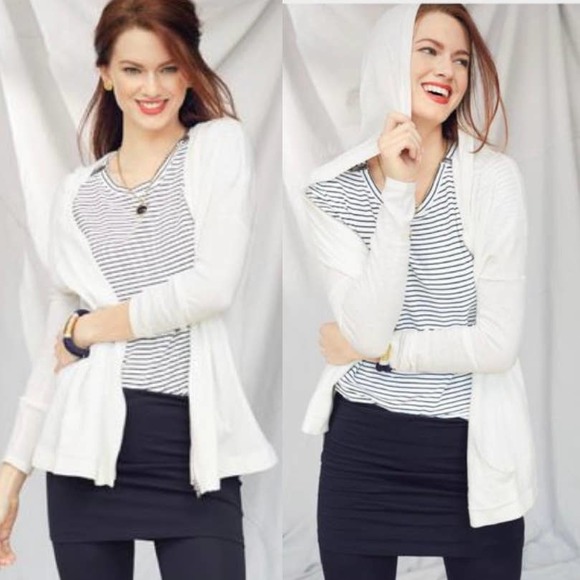 CAbi Sweaters - CAbi 5137 White ‘Beachcomber Hoodie’ Lightweight Zip Up Sweater Jacket Size XS